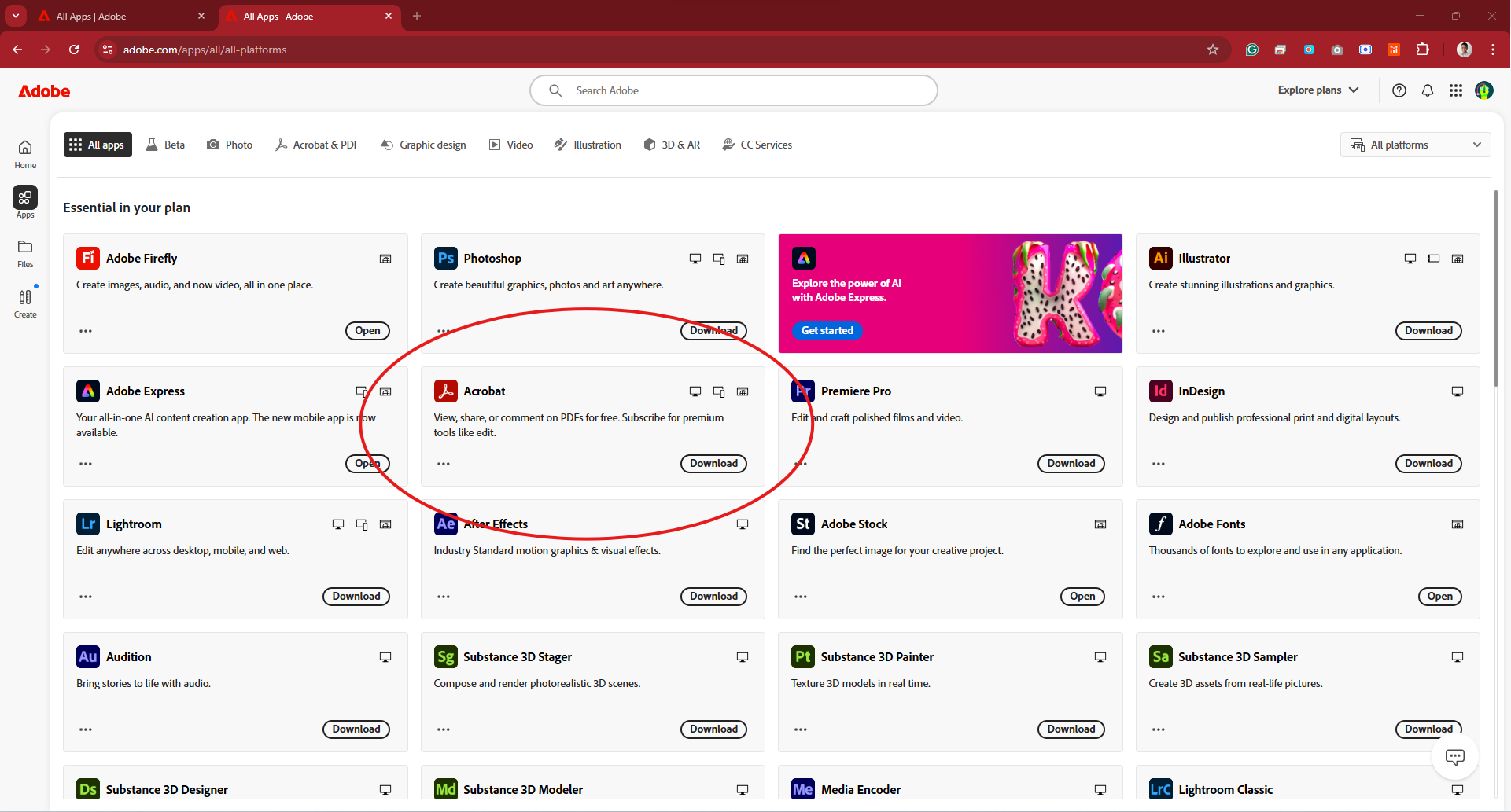ปุ่มดาวน์โหลด Adobe Acrobat